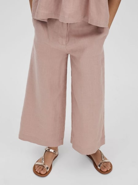 Senior Linen Loose Fit Trousers in Pink (B71399) | £50