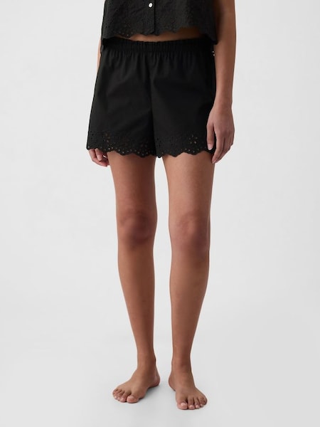 Black Eyelet Poplin Pyjama Shorts (B71429) | £25