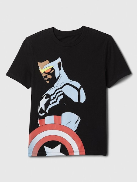 Black Marvel Graphic Short Sleeve Crew Neck T-Shirt (B72376) | £14