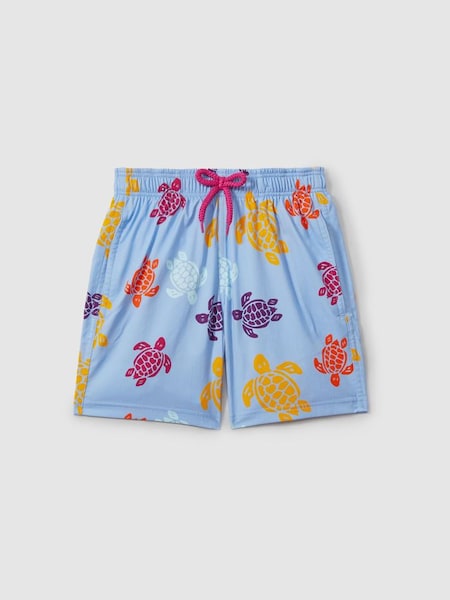 Vilebrequin Turtle Print Swim Shorts in Fleur De Lin Blue (B72444) | £115