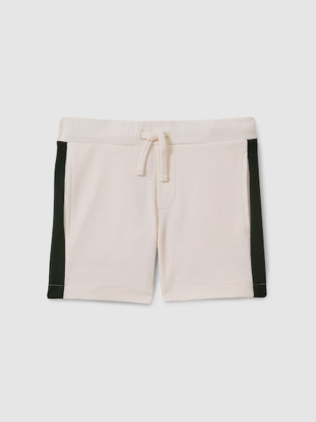 Teen Textured Cotton Drawstring Shorts in Ecru/Green (B73331) | £42