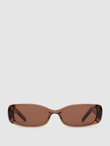 DMY Studios Transparent Rectangular Sunglasses in Brown (B73889) | £195