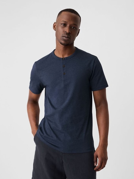 Blue Everyday Soft Henley Short Sleeve T-Shirt (B74640) | £14