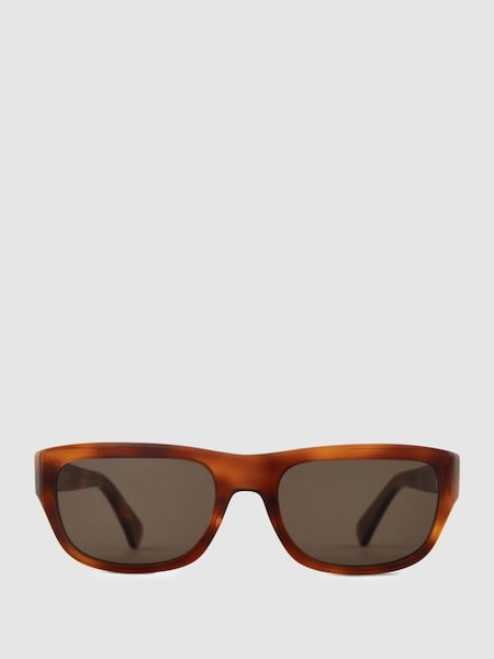 Curry and Paxton Narrow Rectangular Sunglasses in Light Tortoise (B82400) | £249