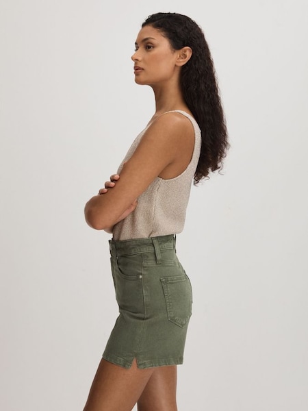 Paige High Rise Denim Shorts in Vintage Ivy Green (B83511) | £205