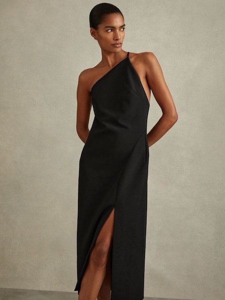 One-Shoulder Bodycon Dress in Black (B84050) | £228