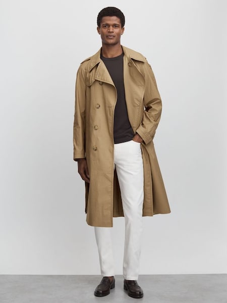 Oscar Jacobson Cotton Trench Coat in Beige (B84465) | £499