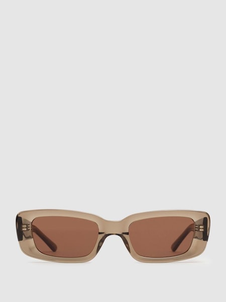 DMY Studios Transparent Rectangular Sunglasses in Olive Green (B85528) | £195