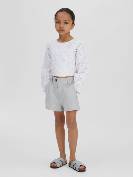 Junior Linen Loose Fit Shorts in Blue (B87419) | £35