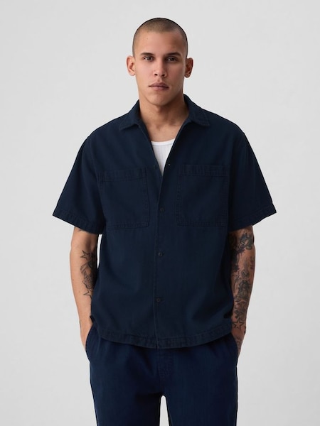 Blue Denim Short Sleeve Oxford Shirt (B89026) | £35