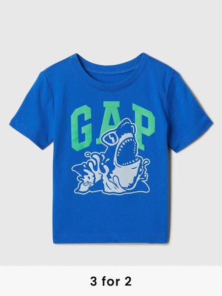 Blue Shark Graphic Logo Short Sleeve Crew Neck T-Shirt (Newborn-5yrs) (B89702) | £8