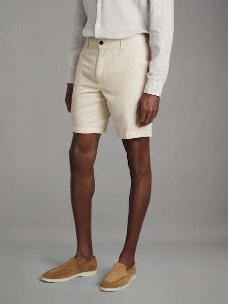 Cotton Blend Internal Drawstring Shorts in Off White (B91944) | £98