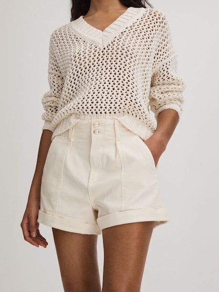 Paige High Rise Shorts With Turned-Up Hems in Sand (B94257) | £220
