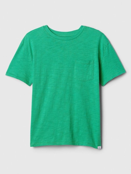 Dark Green Cotton Short Sleeve Crew Neck Pocket T-Shirt (4-13yrs) (B96098) | £8
