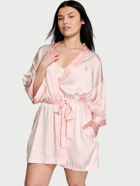 Pink Iconic Stripe Satin Robe (B97132) | £69