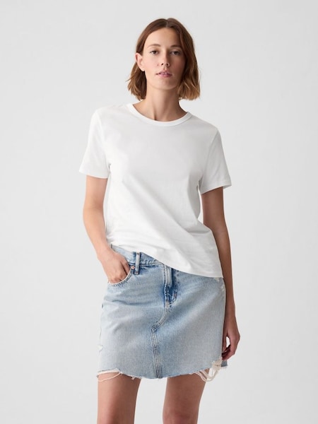 White Organic Cotton Vintage Crew Neck T-Shirt (B97835) | £18