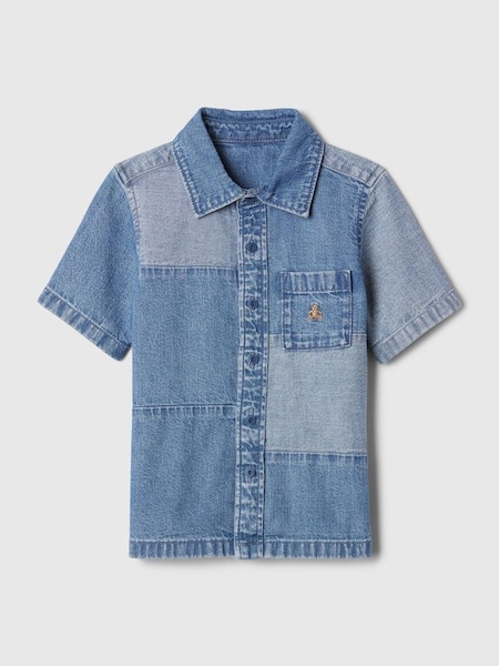Blue Cotton Brannan Bear Patchwork Denim Baby Shirt (6mths-5yrs) (B99191) | £20