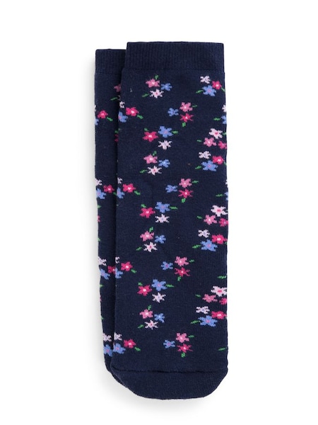 Floral Wellie Socks in Navy (C03099) | £9.50