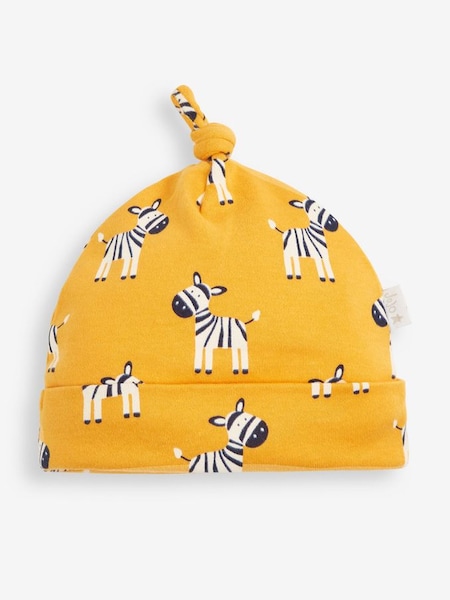 Duck Print Baby Hat in Mustard Yellow Zebra (C03334) | £5