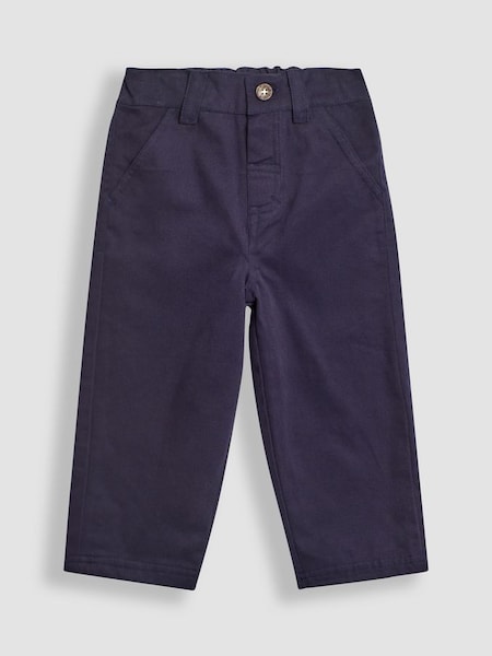Navy Jersey Lined Twill Trousers (C07152) | £21