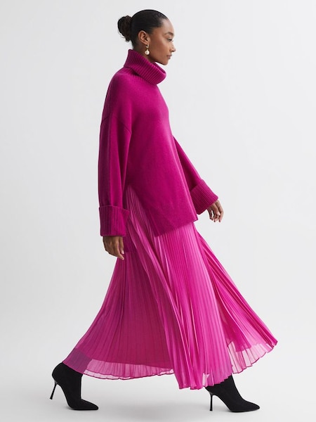 Florere Pleated Maxi Skirt in Bright Pink (C07433) | £68