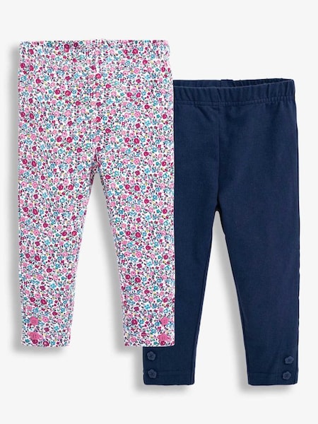 Pink Ditsy & Navy Blue Girls' 2-Pack Leggings (C09451) | £21