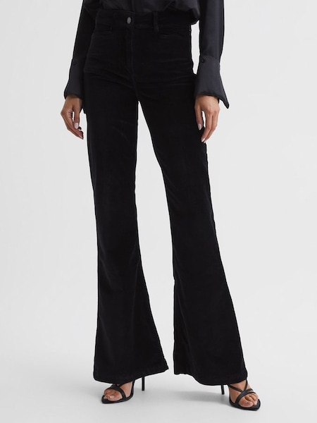 Velvet High Rise Flared Jeans in Black (C10082) | £60