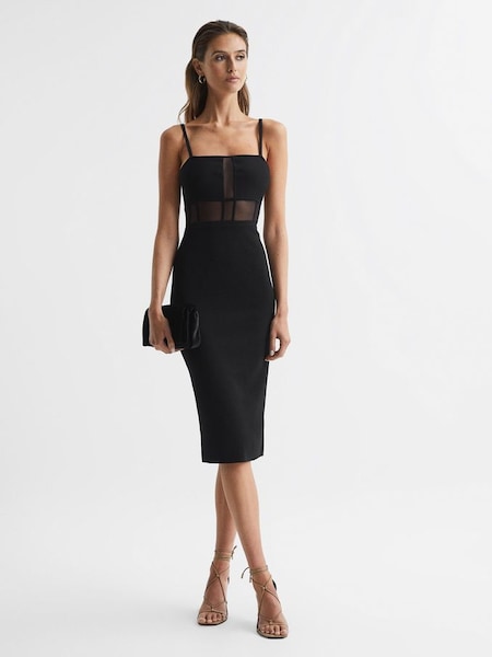 Knitted Bodycon Dress in Black (C15365) | £130