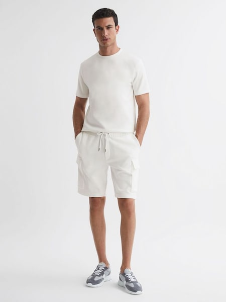 Interlock Jersey Cargo Shorts in White (C18299) | £38