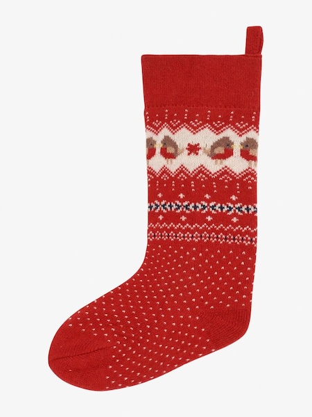 Robin Knitted Stocking in Red (C19215) | £22