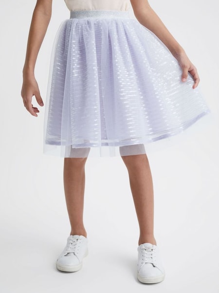 Junior Sequin Midi Skirt in Lilac (C20546) | £35