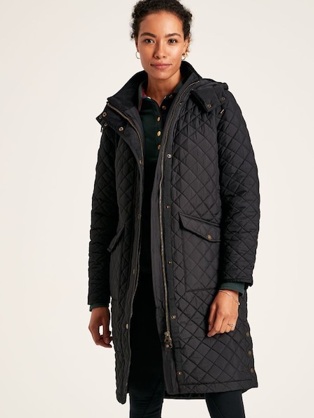 Chatsworth Black Showerproof Quilted Coat With Hood (C22152) | £134