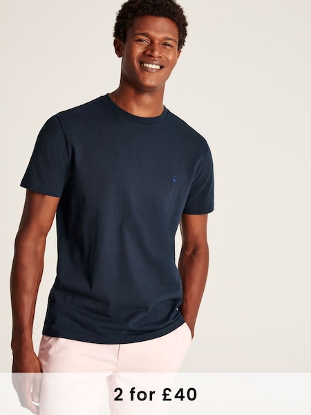 Denton Navy Blue Plain Jersey T-Shirt (C23347) | £24.95