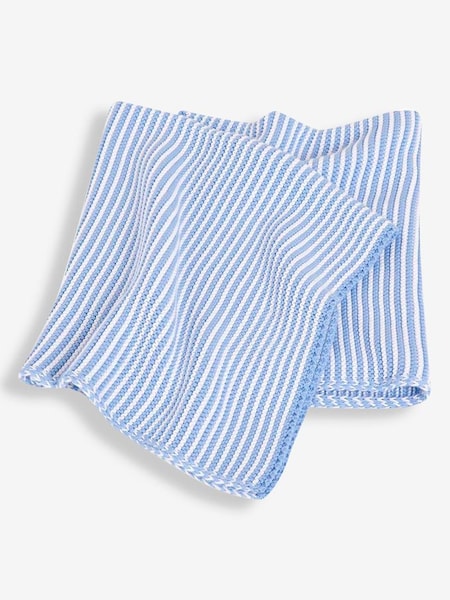 Knitted Stripe Blanket in Blue (C23836) | £26