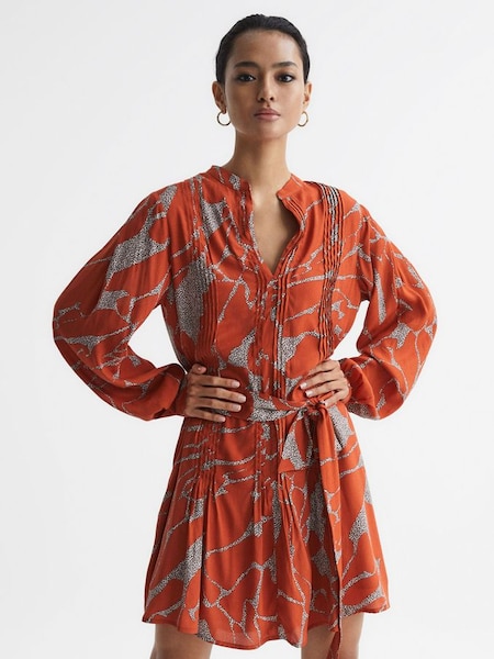 Petite Leopard Print Flippy Dress in Orange (C28076) | £95