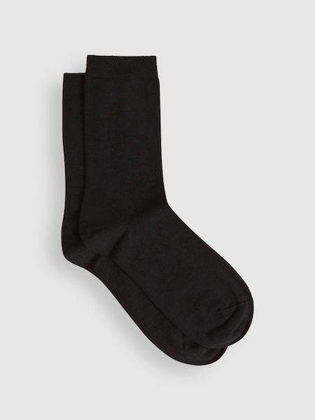 Fine Wool Loafer Socks in Black (C28442) | £8
