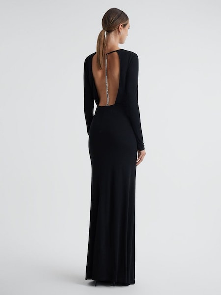 Diamanté Bodycon Maxi Dress in Black (C29708) | £118