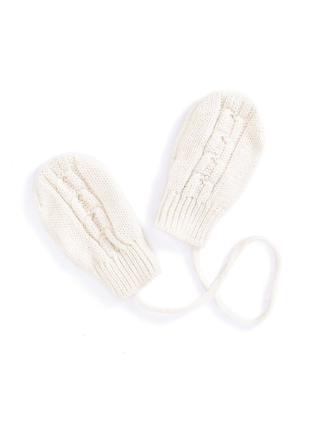 Cream Cream Cable Knit Pop-On Mittens (C31407) | £11.50