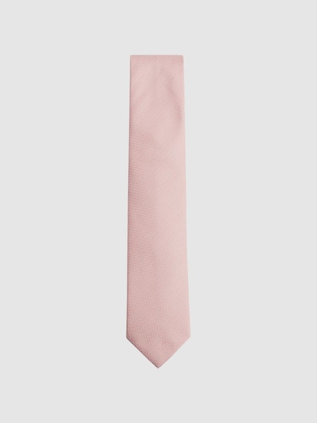 Textured Silk Blend Tie in Soft Pink (C32107) | £20