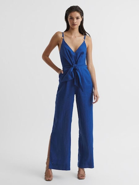 Linen Jumpsuit in Bright Blue (C32717) | £90