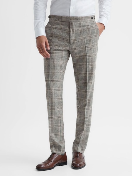 Wool-Blend Checked Trousers in Oatmeal (C33901) | £75