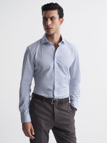 Slim Fit Striped Shirt in Blue/White (C37553) | £60