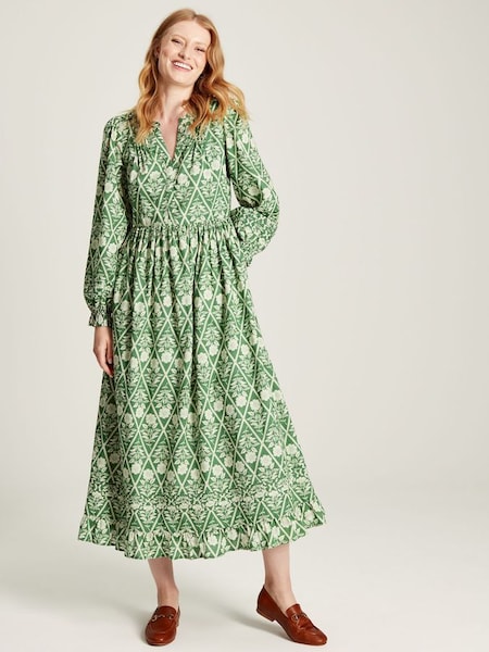 Heather Green Floral Pleated Dress (C37694) | £35