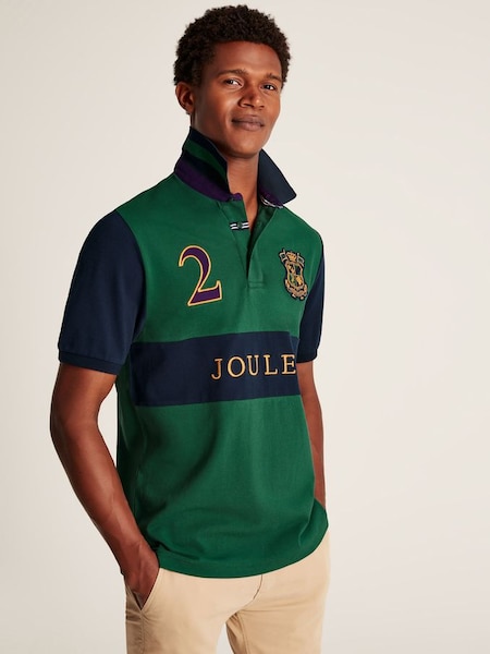 Rugby Green Short Sleeved Embellished Polo Shirt (C39280) | £49.95
