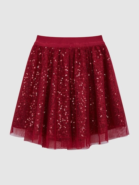 Senior Short Tulle Sequin Skirt in Red (C40041) | £25