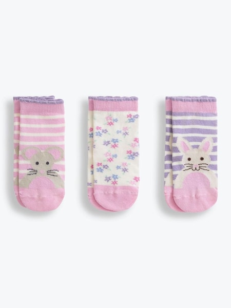 Pink Girls' 3-Pack Bunny Socks (C40821) | £9.50