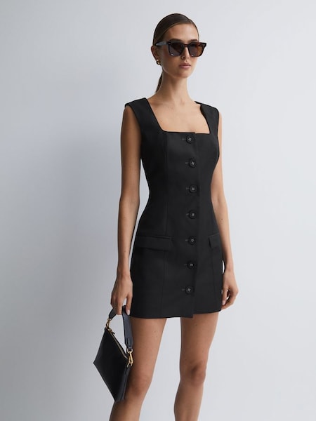 Anna Quan Button-Through Mini Dress in Black (C42640) | £545