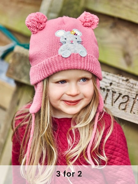 Mouse Appliqué Hat in Pink (C42867) | £16.50