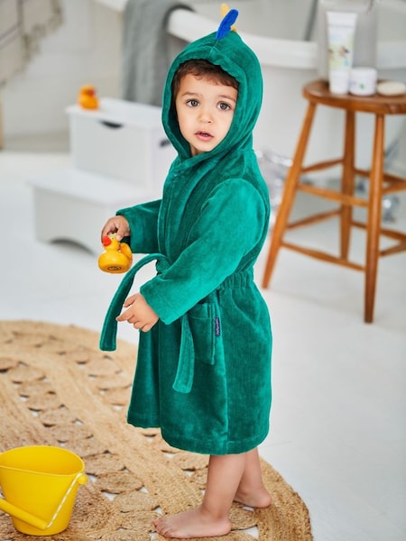 Dinosaur Cotton Towelling Robe in Green (C43561) | £27.50