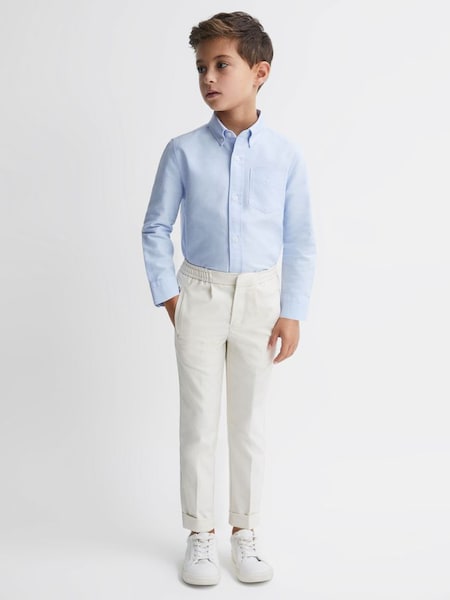 Senior Slim Fit Button-Down Oxford Shirt in Soft Blue (C47087) | £32